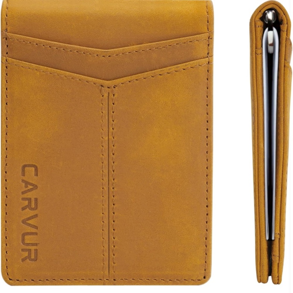 Slim Bifold RFID Blocking Full Grain Genuine Leather Front Pocket Minimalist